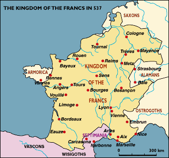 The kingdom of the Francs in 537